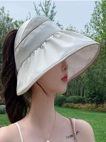 1 pieza Sombrero de sol de mujer transpirable de malla, sombrero de verano para deportes al aire libre, gorra de protección solar minimalista de unicolor