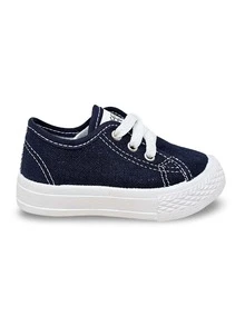 tenis lona niño niña unisex choclo casual urbano moda zapatillas confort para caminar gym 12mx-21mx primeros pasos a 10 años escolar negro azul - Azul Marino - Ver 2