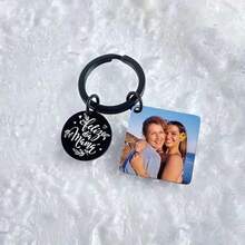 定制雕刻不锈钢钥匙扣 - 用您的照片或文字个性化，非常适合母亲节、生日和派对礼物 - 黑色 - 查看 3