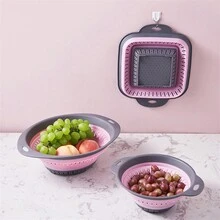 1PC Fruit And Vegetable Drain Basket Creative Home Scalable Silicone Drain Basket Multi Functional Kitchen Drain Basket - Multicolor - View 6