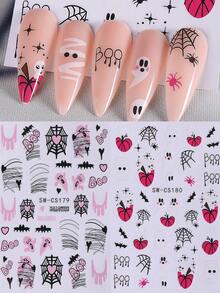 4 Miếng Dán Móng Tay Halloween Bí Ngô Dơi Mạng Nhện Hoạt Hình Dễ Thương Móng Tay Nghệ Thuật Thiết Kế Bọ Cạp Anh Đào Lửa Ngọn Lửa Đề Can Thanh Trượt Ngày Lễ Trang Trí Móng Tay Nghệ Thuật Cho Nữ Cô Gái - Nhiều màu - Xem 5