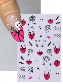 4 Miếng Dán Móng Tay Halloween Bí Ngô Dơi Mạng Nhện Hoạt Hình Dễ Thương Móng Tay Nghệ Thuật Thiết Kế Bọ Cạp Anh Đào Lửa Ngọn Lửa Đề Can Thanh Trượt Ngày Lễ Trang Trí Móng Tay Nghệ Thuật Cho Nữ Cô Gái - Nhiều màu - Xem 3