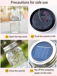 20LED 太阳能玻璃瓶盖灯 LED 防水仙女灯串灯花园装饰圣诞灯户外婚礼装饰，光源感应太阳能露水灯，花园门廊婚礼装饰 - 彩色 - 查看 7