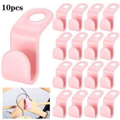 10pcs Home Coat Hanger Connecting Hook, Fashion Coat Hanger Connecting Buckle, Thickened Plastic Can Be Superimposed Connecting Buckle Hook, Dormitory Can Be Superimposed Coat Hook Multi-Layer Storage Hook Decorations Decor Festival Decor Room Decor Home Decor Decor Bedroom Decor Dress Pants Shoes Jeans Boots Skirt,Spring,Minimalist,Summer Tops