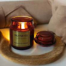 Aromatic Paraffin Candle 8.5X5.5 Glass Candlestick With Lid - 酒紅色 - 查看 7