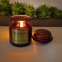 Aromatic Paraffin Candle 8.5X5.5 Glass Candlestick With Lid - 酒紅色 - 查看 1