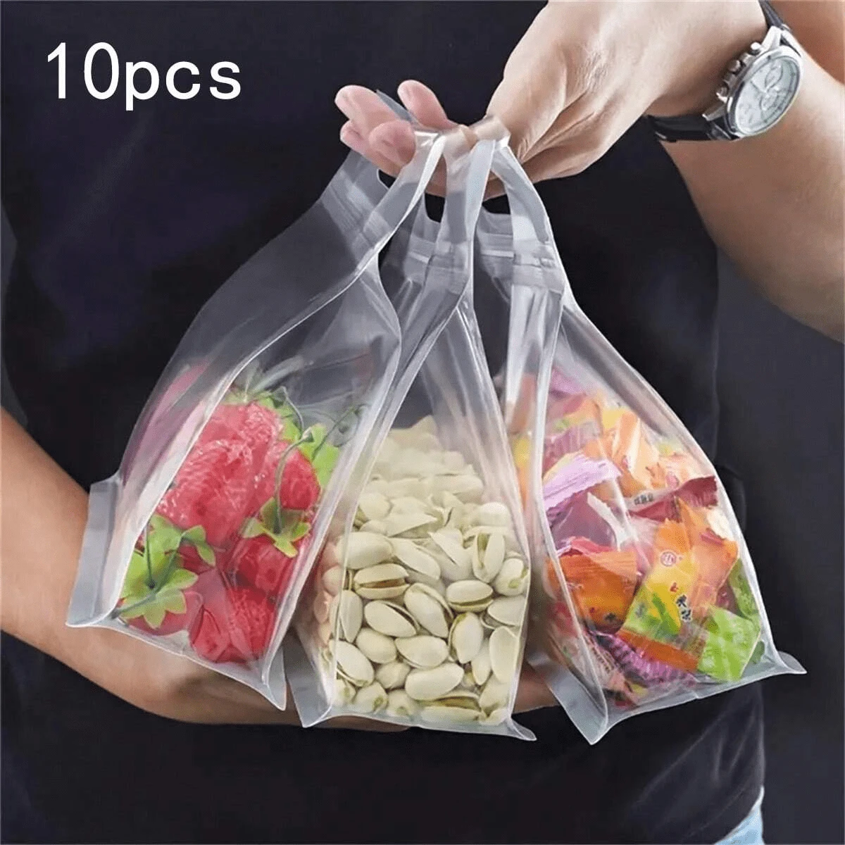 5/10pcs Reusable Food Storage Bags For Nuts Cereals Vegetables Fruits And Snacks Kitchen Organizers Travel Containers For Restaurant Camping