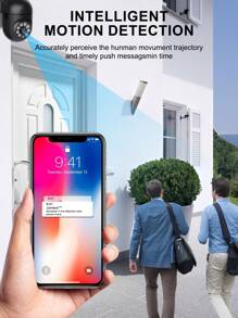 Teruhal 1 个 1080P 高清 WiFi 无线安全摄像头，200MP 全彩超清视频，APP 远程控制旋转，自动人体跟踪，室内/室外，夜视，运动检测，双向音频，警报器警报，数码变焦，PTZ 355° 全景家庭安全 IP 监视器，适用于智能家居监控 - 黑色 - 查看 6