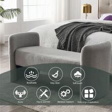 Welike 52" Bench For Bedroom End Of Bed Modern Contemporary Design Ottoman Couch Long Bench Window Sitting Fireplace Bench, Teddy - 泡棉+灰色泰迪+聚酯纖維 - 查看 11