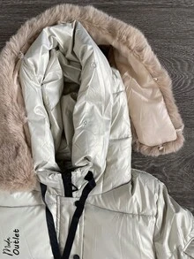 Chamarra corte a la cintura para mujer, con capucha, multicolor - Crema - Ver 4