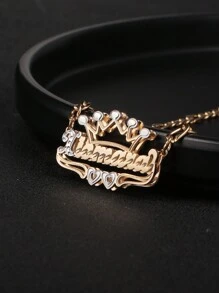 1pc Customized Personalized English Letter, Crown, Double Heart Shaped, Double Layer, Dual Tone Pendant Necklace, Simple, Fashionable, Elegant Round  Chain, Skin-Friendly, Suitable For Women, Multiple Occasions And Daily Wear, High-End Jewelry