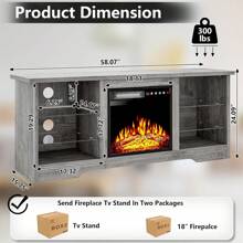 58" Fireplace TV Stand With 18" Flame Fireplace – Entertainment Center With RGB LED Light Strip, Modern Storage Console For 65" TVs, Remote Control - Xem 2
