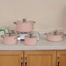 1 Stück / Rosa Edelstahl Kochgeschirr SET - 4 Teile (mit Farbbox), Topf Set für Meeresfrüchte Kochen - Cici-Töpfe - Übersicht 2