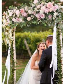 1pc Wedding Arch Flowers,3.28ft Artificial Flowers Arrangement Swag, Silk Fake Peonies Rose Floral Row For Wedding Backdrop Decor DIY Party Ceremony For Wedding Decoration, Valentine'S Day Decor, Birthday Decor, Anniversary Decor, Holiday Decor, Graduation Decoration, Party Decor Supplies - 淺粉色 - 查看 1