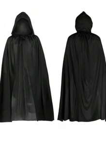 Halloween Costume Adult Wizard Cloak Robe Sorcerer Vampire Black Cape Shawl Halloween Decoration - 120cm - View 3