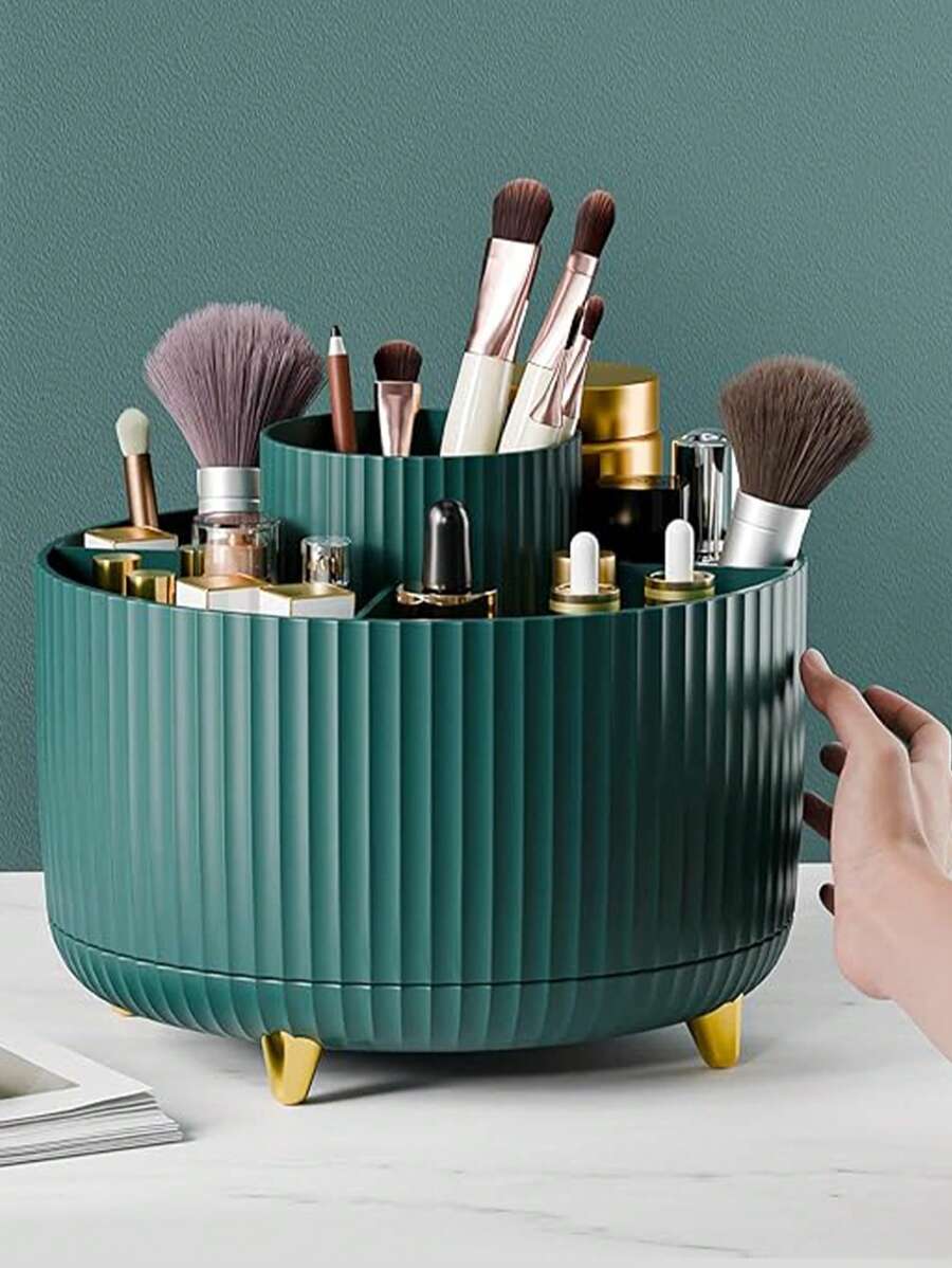 1 Giá đựng cọ trang điểm xoay 360°, Hộp đựng mỹ phẩm đựng phấn mắt, son môi và cọ, dùng cho phòng, nhà, phòng ngủ, phòng tắm, bàn làm việc, phụ kiện, quà tặng độc đáo