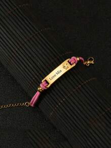 定制蝴蝶爱心月亮装饰纯色可调节绳子，DIY个性镂空字母手饰品，定制生日礼物情人节