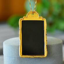 1pc Natural Black Gemstone Peace Necklace Set Pendant, Black Gemstone Gold Plated Inlay, Gold Jade Fashion Jewelry, Fashion Jewelry, Women's Necklace Jewelry, Gem Necklace, Holiday Gifts, Gifts For Her.