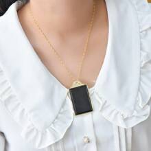 1pc Natural Black Gemstone Peace Necklace Set Pendant, Black Gemstone Gold Plated Inlay, Gold Jade Fashion Jewelry, Fashion Jewelry, Women's Necklace Jewelry, Gem Necklace, Holiday Gifts, Gifts For Her.