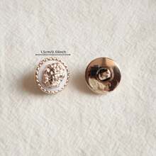 6/12 piezas Botones de plástico con decoración floral vintage bicolor en forma de león para suéter, cárdigan, abrigo DIY accesorios de costura - Blanco y Negro - Ver 15