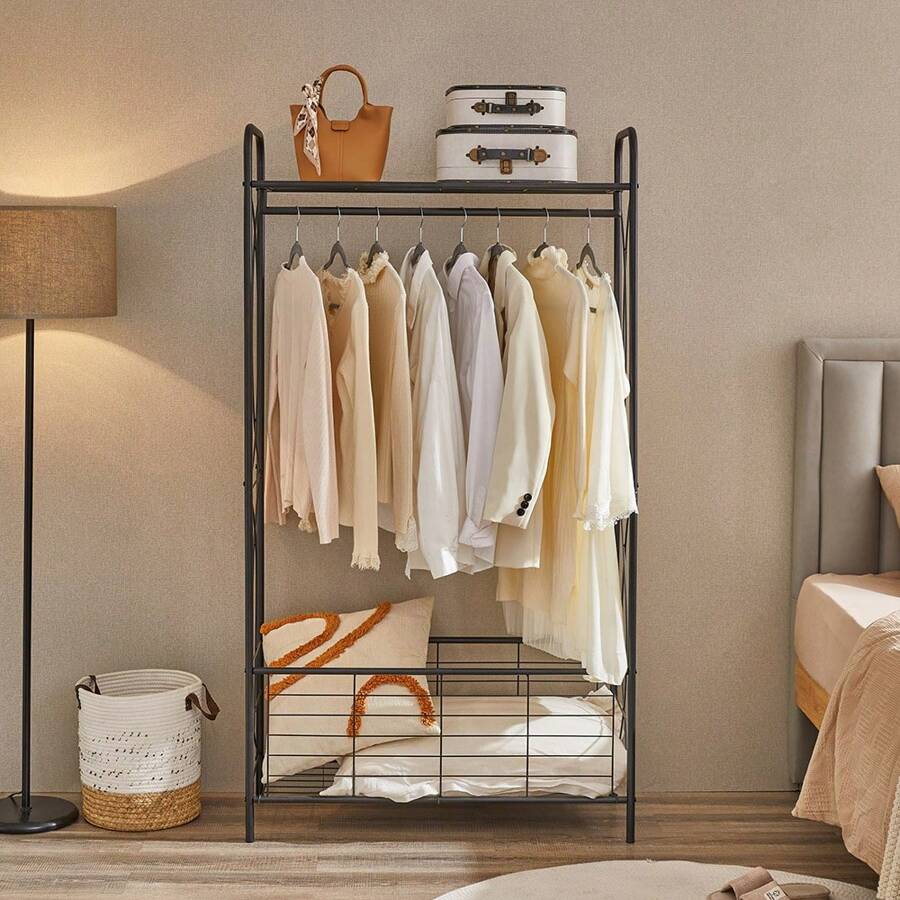 Freestanding Garment Rack, Open-Style Wardrobe, Hanging Rail With Metal ...