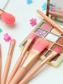 8 pièces Set de pinceaux de maquillage, petits pinceaux de qualité premium en fibres synthétiques pour fond de teint, fard à joues, ombre à paupières, sourcils, cils, nez et lèvres, livré avec un sac de rangement charmant