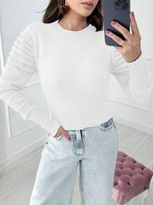 Women's Cold Blouse Long Sleeve Modal Knitting Fashion Winter 2024 - 白色 - 查看 3