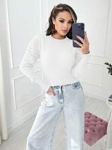 Women's Cold Blouse Long Sleeve Modal Knitting Fashion Winter 2024 - 白色 - 查看 2