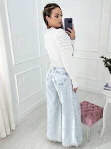 Women's Cold Blouse Long Sleeve Modal Knitting Fashion Winter 2024 - 白色 - 查看 4