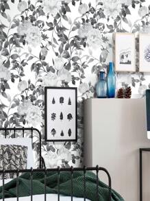 Self-Adhesive Black And Gray Floral Bedroom And Living Room Wallpaper - SKU-466 - Nhiều màu - Xem 2