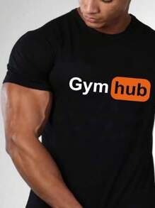 Playera camiseta deportiva caballero, GYM HUB, diseño original para gym croosfit - Negro - Ver 3