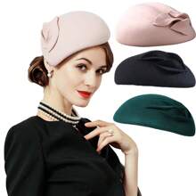 HIMESPORT 100% Wool Felt Fascinator Hat For Women Ladies Church Wedding Tea Party Dress Kentucky Pillbox Hats Elegant Vintage Fashion Cocktail Derby Fedora Hats Cap