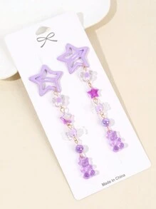 2个Y2K紫色五芒星小熊糖果装饰发夹，学院风奇幻仙女风，适合送朋友，头部饰品，女士发饰