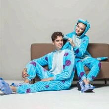 Pijamas completas calientitas  unisex mujer y hombre pijama en parejas disfraz anime cosplay costumes stichtch, pijamas de franela  para dama ropa de cartoon anime invierno mamelucos mameluco de dinosaurio   mono de gato y Panda, monos de animales, disfraces de Halloween y Chiristmas  ropa para el hogar regalo dormir , recuerdo adulto mameluco de chimuelo pijama caballero - Azul - Ver 1
