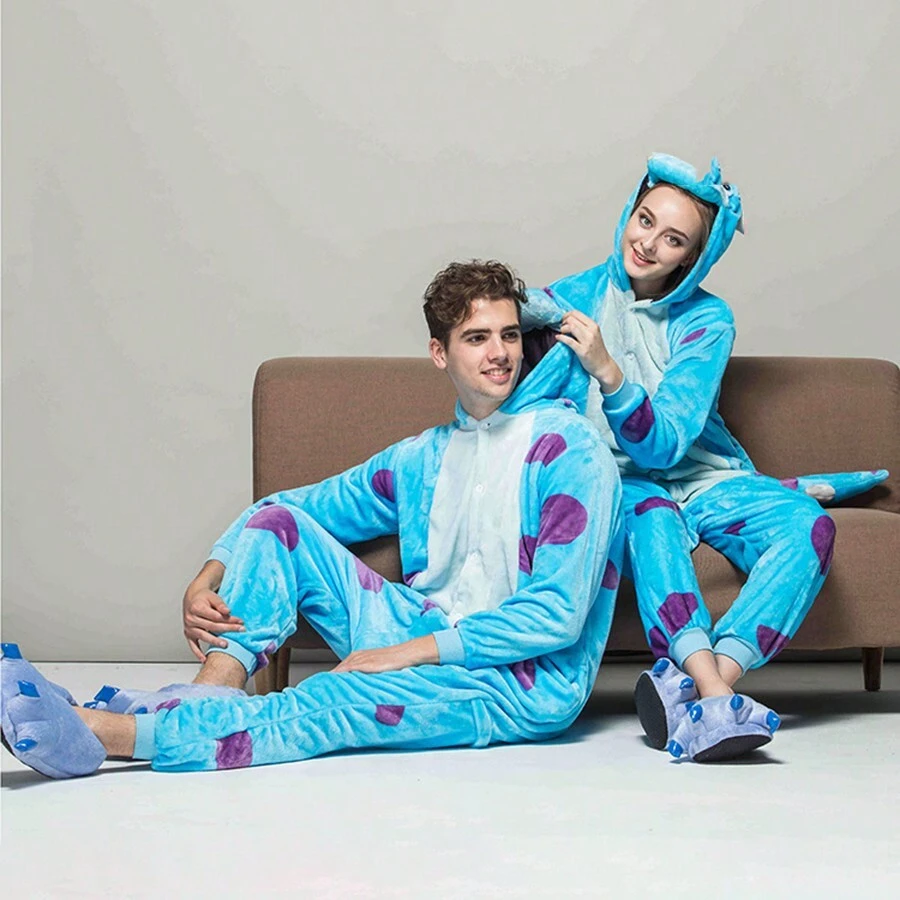 Pijamas completas calientitas  unisex mujer y hombre pijama en parejas disfraz anime cosplay costumes stichtch, pijamas de franela  para dama ropa de cartoon anime invierno mamelucos mameluco de dinosaurio   mono de gato y Panda, monos de animales, disfraces de Halloween y Chiristmas  ropa para el hogar regalo dormir , recuerdo adulto mameluco de chimuelo pijama caballero - Azul - Ver 1