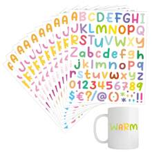 12 Sheets Alphabet Stickers, Vinyl Self-Adhesive Number Alphabet Vinyl Stickers, Mailbox Numbers Labels DIY Crafts Art Making, Colored Waterproof Letter Stickers For Sign,Notebook, Classroom Decor, Door - Multicolor - View 3