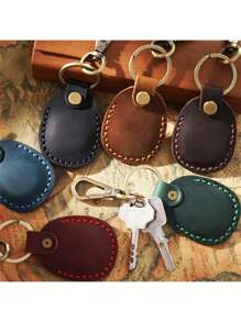 复古皮革追踪器保护套，兼容 AirTag 保护壳、AirTag 追踪设备保护壳、宠物防丢失定位器皮革套门禁卡套 - 彩色 - 查看 8