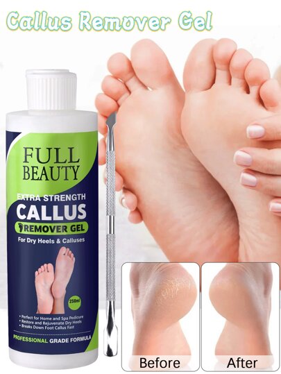 2pcs/Set Foot Soak Calluses Remover Gel,Dead Skin Steel Push Set Extra Strength Softening Keratin Remover Gel Foot Soak With Epsom Salts For Calluses, Dry Cracked Heels, Odor - Pedicure For Tired Feet