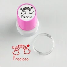 HAIBITE 1pc Rainbow Stamp, Teacher's Encouragement Stamp, Self-Inking Stamp In Red Ink - Pink - View 4