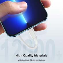 1 条 USB 转 Apple Lightning 充电线，数据线长度 6.6 英尺/3.3 英尺，兼容 iPhone 14 Pro Max Plus、iPad、AirPods 充电 - 白色 - 查看 3