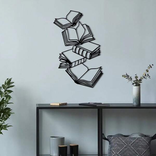 Arte de pared metálico con temática de libros, regalos para amantes de los libros, decoración de libros, arte para amantes de la lectura, regalos para entusiastas de los libros, decoración de dormitorio, decoración del hogar, decoración de habitaciones, decoración de pared