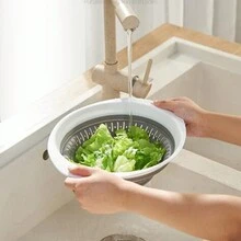 1PC Fruit And Vegetable Drain Basket Creative Home Scalable Silicone Drain Basket Multi Functional Kitchen Drain Basket - Multicolor - View 3