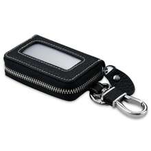 1pc Smart Key Case, PU Leather Key Holder, Men/Women Smart Key Pouch, Flip Cover Key Chain, Cowhide Leather Key Wallet, Smart Key, Car Key Bag, Key Protector, Cute Textured Leather Carabiner With Key Ring - Multicolor - View 14