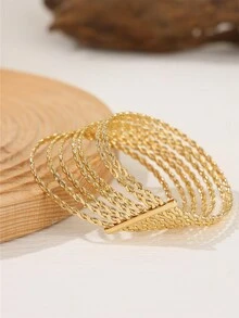 1pc Bohemian Multilayer Crossover Floral Metal Alloy Bangle Bracelet For Women, Suitable For Wedding, Party And Daily Wear - Necklace - View 2