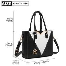 Lightweight Leather Look Medium Tote Bag V-Shape Shoulder Handbag For Women With Adjustable Strap Fashionable Satchel Purse For Work And Casual Use - 黑色 - 查看 3