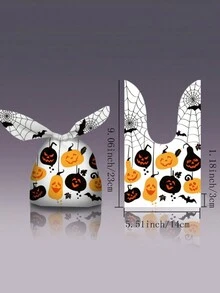 10 piezas Bolsas de regalo con diseño de orejas de conejo y calabaza para Halloween, suministros de repostería, Navidad - Multicolor - Ver 2