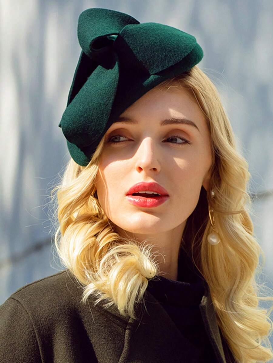 HIMESPORT 100% Wool Felt Fascinators Hats For Women Ladies Church Formal Cocktail Wedding Bride Tea Party Dress Hat Berets Cap With Flower