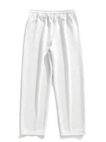 Men's Casual Loose Fit Straight Leg Track Pants - White - View 2