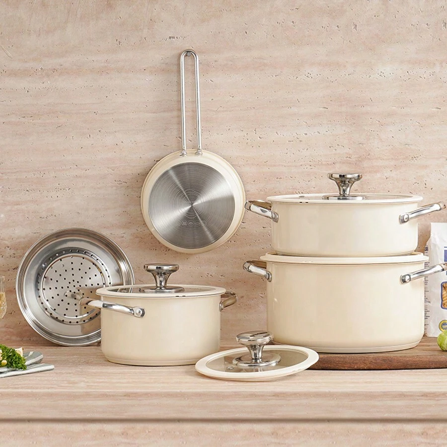 Bộ đồ nấu nướng bằng thép không gỉ - 1/3/4 món (Có hộp màu), Nồi, Nồi lẩu, Nồi súp, Nồi hấp, Thích hợp cho Giáng sinh, Nhà bếp & Cắm trại ngoài trời (Có thể rửa bằng máy rửa chén)