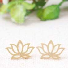 Pair Of Lotus Flower Earrings Veneered Wedding Favor - Vàng - Xem 2